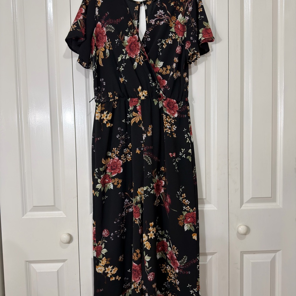 Floral Black Jumpsuit